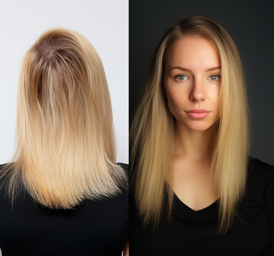 Silk based haartopper –  Goud blond haar met donkere roots